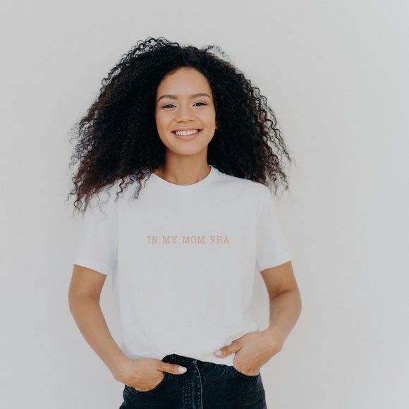 In My Mom Era Black Short Sleeve Unisex Round Neckline T-Shirt - Picture 3 of 4